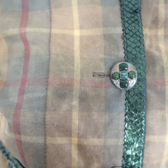 Chanel 2013 Paris-Edinburgh Snakeskin-Trimmed Plaid Jacket Brown Size 40 - Picture 2 of 10